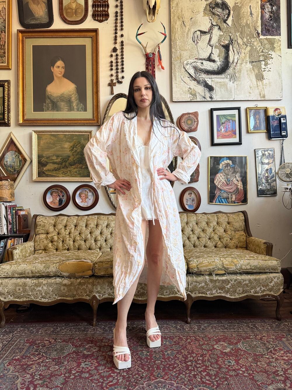 Vintage Gold Label Victoria Secret Cotton Floral Robe Size Small